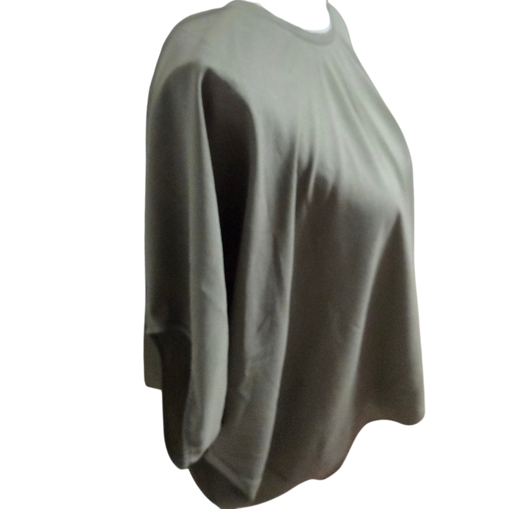 Helmut Lang Blouse Draped Wing Sheer Top Oversized Shirt Olive Green Size Large - Picture 2 of 6